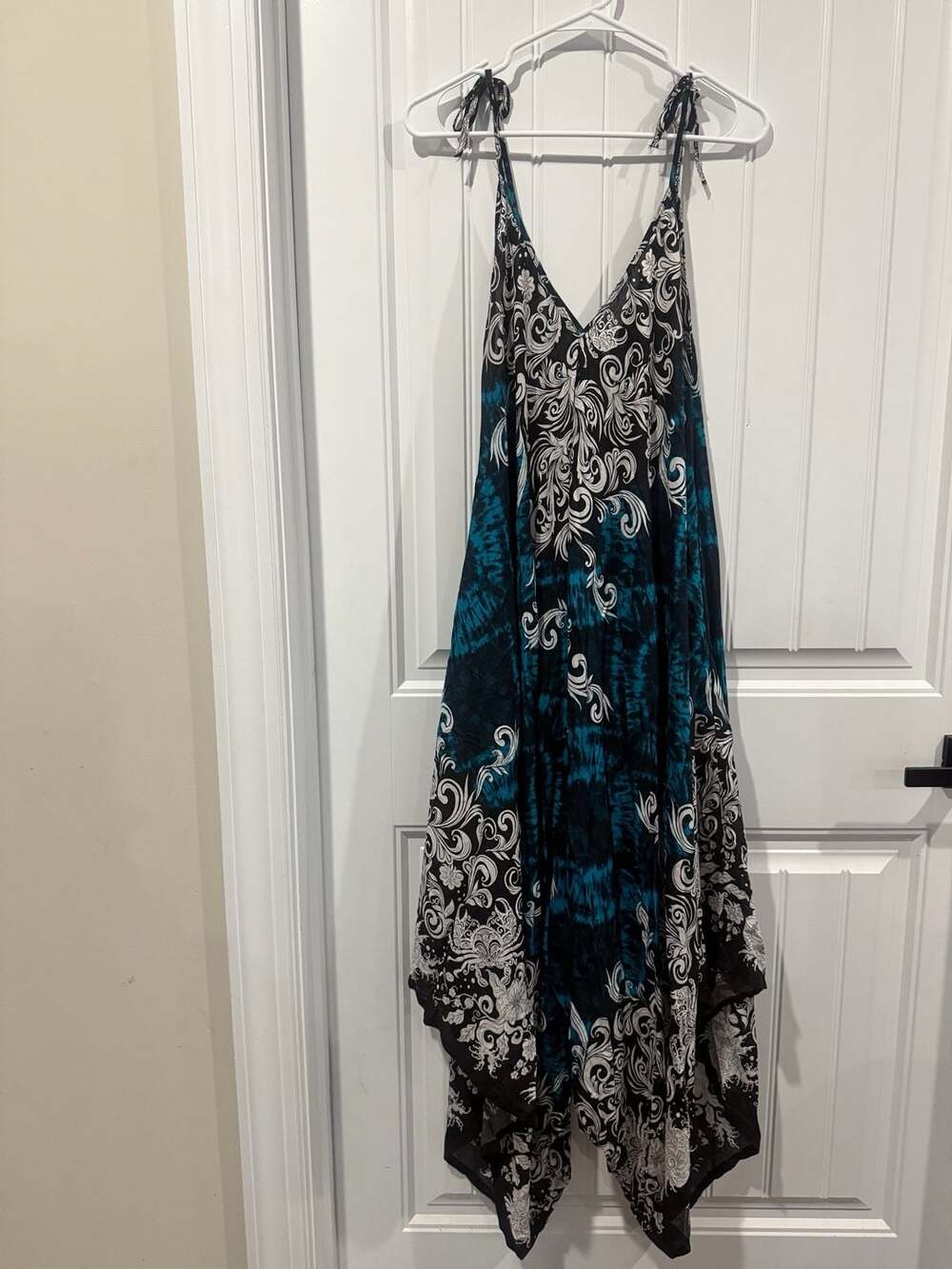 Kathmandu Imports Boho Handkerchief Hem Tie Strap Maxi Romper Festival OS - Picture 2 of 9